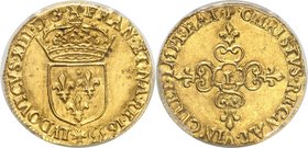 FRANCE
Louis XIII (1610-1643). Écu d’or Ier type 1633 L, Bayonne.
Av. Écu de France couronné. Rv. Croix fleurdelisée.
Dup. 1282a, Fr. 412v G. 55. 3...