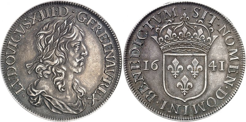 FRANCE
Louis XIII (1610-1643). Ecu 1641, essai en argent.
Av. Buste drapé et l...