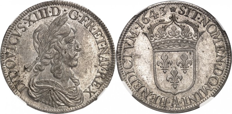 FRANCE
Louis XIII (1610-1643). Écu de 60 sols, deuxième poinçon de Warin 1643, ...