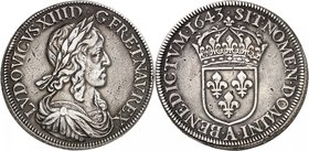 FRANCE
Louis XIII (1610-1643). Écu 1643 A, Paris, piéfort quadruple en argent, tranche inscrite LVDOVICO XIII MONETAE RESTITVTORI.
Av. Buste drapé e...