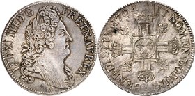FRANCE
Louis XIV (1643-1715). Écu aux 8 L deuxième type à la tête laurée 1704 A, Paris.
Av. Buste lauré, drapé et cuirassé à l’antique à droite. Rv....