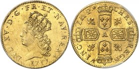 FRANCE
Louis XV (1715-1774). Louis d’or de Noailles 1717 A, Paris.
Av. Tête couronnée à gauche. Rv. Deux paires d’écus de France et de Navarre couro...