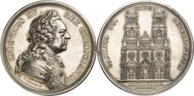FRANCE
Louis XV (1715-1774). Médaille en argent 1767, célébrant la reconstruction de la cathédrale Sainte-Croix d’Orléans, par Benjamin Duvivier.
Av...