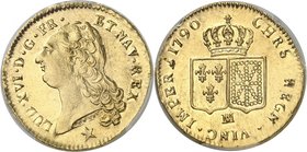 FRANCE
Louis XVI (1774-1792). Double louis d’or à la tête nue 1790 MA, Marseille.
Av. Tête nue à gauche. Rv. Ecus accolés de France et de Navarre co...