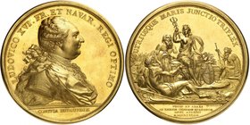 FRANCE
Louis XVI (1774-1792). Médaille en or 1783, célébrant le début des travaux du canal du centre, par Benjamin Duvivier.
Av. Buste cuirassé et d...