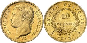 FRANCE
Premier Empire (1804-1814). 40 francs or 1813 A, Paris.
Av. Tête laurée à gauche. Rv. Valeur dans une couronne.
G. 1084, Fr. 510.
Deuxième ...