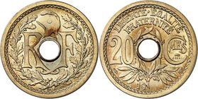 FRANCE
Gouvernement provisoire. 20 centimes 19— date incomplète (1945), essai en bronze-nickel.
Av. Bonnet phrygien entre deux branches de chêne. Rv...