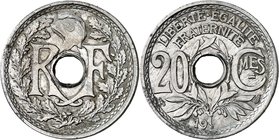 FRANCE
Gouvernement provisoire (1944-1947). 20 centimes 19— date incomplète (1945), essai en aluminium.
Av. Bonnet phrygien entre deux branches de c...
