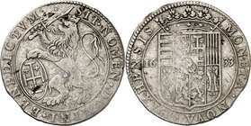 FRANCE FÉODALES
Lorraine, Phalsbourg et Lixheim, Henriette de Lorraine Vaudemont (1630-1635). Escalin 1633.
Av. Lion tenant de la patte droite une é...