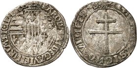 FRANCE FÉODALES
Comté de Provence, Charles III (1480-1481). 1/2 gros, Tarascon.
Av. Champ écartelé en six quartiers. Rv. Croix.
Boudeau 875a 1,3 g....