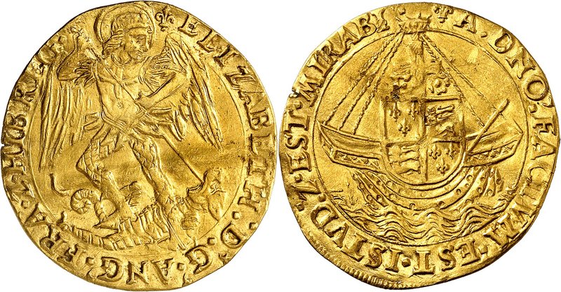 GRANDE-BRETAGNE
Elisabeth Ier (1558-1603). Ange d’or, première émission, Londre...