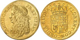 GRANDE-BRETAGNE
Charles II (1660-1685). 20 shillings 1662, Londres.
Av. Buste drapé et lauré à gauche. Rv. Écu couronné.
S. 3337a. 9,11 g.
NGC AU ...