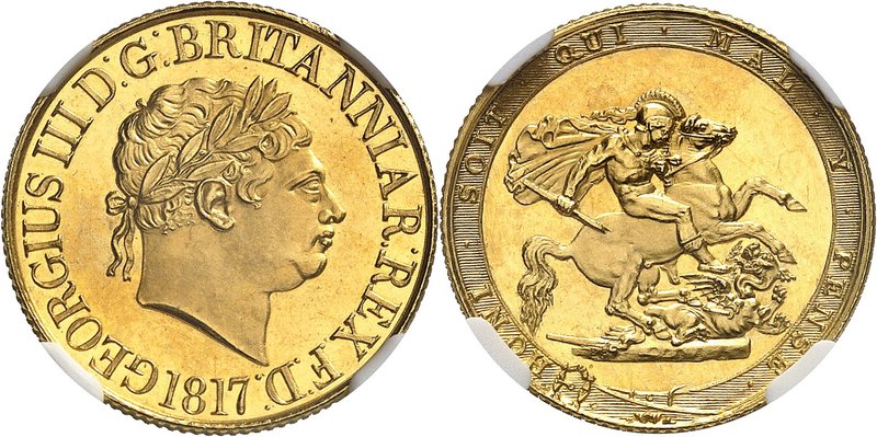 GRANDE-BRETAGNE
Georges III (1760-1820). Souverain 1817, Londres, frappe sur fl...