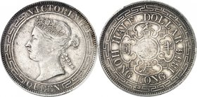 HONG KONG
Victoria (1841-1901). 1/2 dollar 1866 (sur 1865)
Av. Tête diadémée à gauche. Rv. Légende circulaire autour d’un quadrilobe.
Km. 8.
PCGS ...
