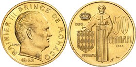 MONACO
Rainier III (1949-2005). Serié de 50, 20 et 10 centimes 1962, essais en or.

G. MC148, 147, 146. 15,14 g, 8,67 g, 6,50 g.
Fleur de coin