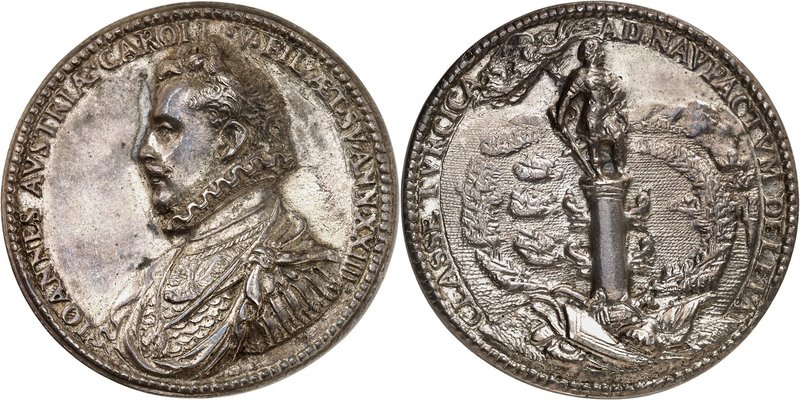 PAYS-BAS
Bataille de Lépante. Médaille en argent 1571, célébrant la victoire de...