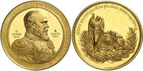 RUSSIE
Alexandre III (1881-1894). Médaille en or 1894, pour la mort du tsar Alexandre III, par Stadnitsky.
Av. Buste en uniforme militaire à droite....