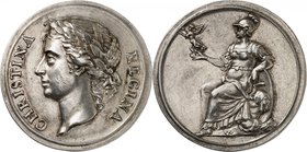 SUÈDE
Christine (1632-1654). Médaille en argent, non datée.
Av. Tête laurée à gauche. Rv. Minerve tenant une victoire ailée dans sa main gauche.
43...