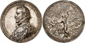 TUNISIE
Prise de Tunis. Médaille en argent 1573, célébrant la prise de Tunis par Don Giovanni d’Autriche, fils de Charles V, sur l’empire ottoman, pa...