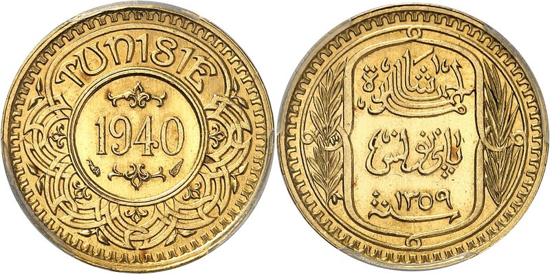 TUNISIE
Ahmed Bey (1348-1361 AH / 1929-1942). 100 francs 1359 AH (1940)
Av. Va...
