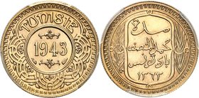 TUNISIE
Mohamed El Moncef (1361 - 1362 AH / 1942-1943). 100 francs 1362 AH (1943)
Av. Valeur et date dans un rond, Tunisie au dessus. Rv. Inscriptio...
