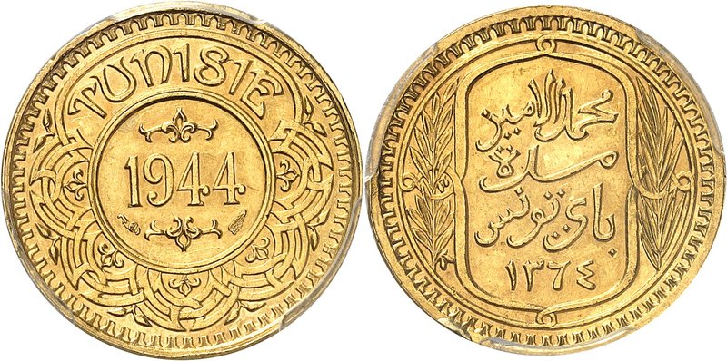 TUNISIE
Mohamed Lamine Bey (1362-1376 AH / 1943-1957). 100 francs 1364 AH (1944...