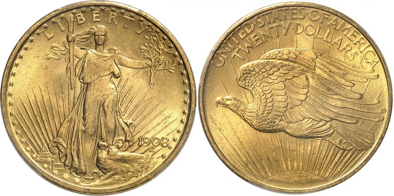USA
20 dollars Saint-Gaudens 1908, Philadelphie
Av. Liberté de face brandissan...
