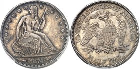 USA
1/2 dollar « Motto » 1874, Philadelphie
Av. Liberté assise à gauche tenant un bouclier. Rv. Aigle.
Km. 107.
PCGS MS 63. Magnifique patine de m...