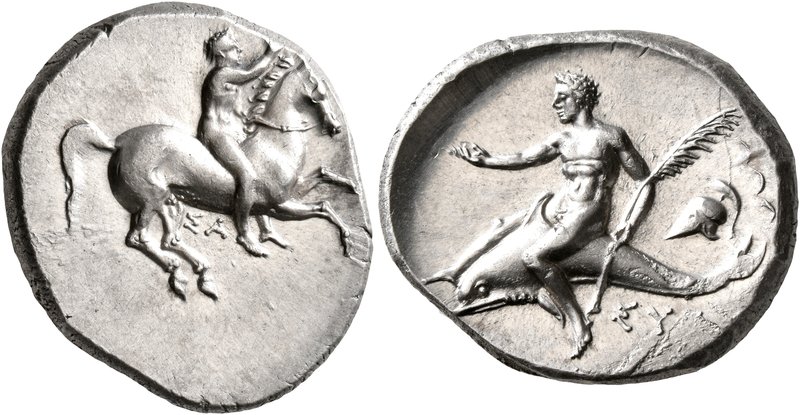 CALABRIA. Tarentum. Circa 332-302 BC. Didrachm or Nomos (Silver, 23 mm, 7.89 g, ...