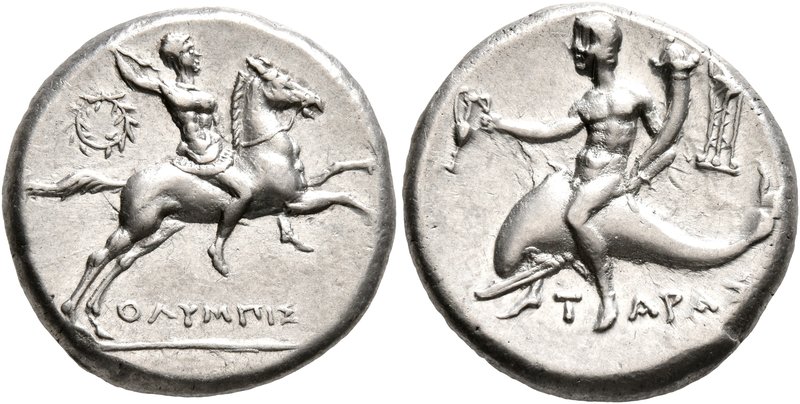 CALABRIA. Tarentum. Circa 240-228 BC. Didrachm or Nomos (Silver, 20 mm, 6.54 g, ...
