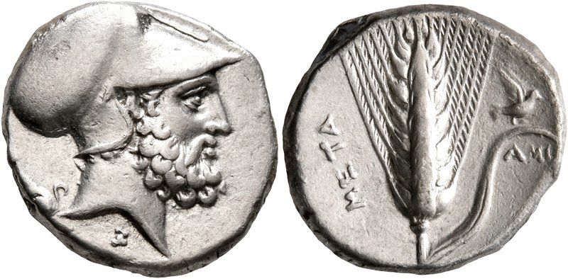 LUCANIA. Metapontion. Circa 340-330 BC. Didrachm or Nomos (Silver, 20 mm, 7.87 g...