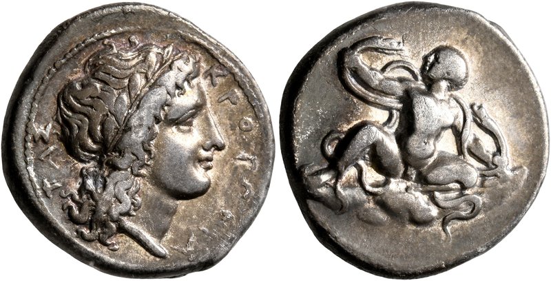 BRUTTIUM. Kroton. Circa 400-325 BC. Stater (Silver, 21 mm, 7.52 g, 7 h). ΚΡΟΤΟΝΙ...