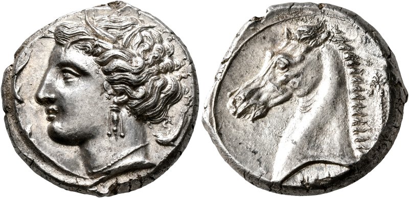 SICILY. Entella (?). Punic issues, circa 320/15-300 BC. Tetradrachm (Silver, 24 ...