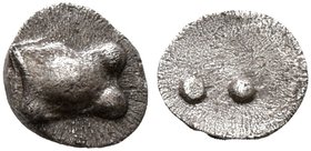 SICILY. Himera. 483/2-472 BC. Hexas - Dionkion (Silver, 5 mm, 0.10 g). Astragalos. Rev. •• (mark of value). HGC 2, 459. SNG ANS -. Extremely rare and ...