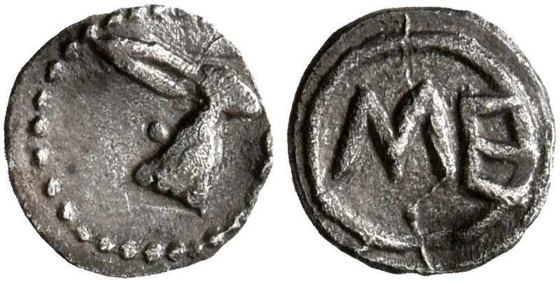 SICILY. Messana. 480-462 BC. Hexas - Dionkion (Silver, 6 mm, 0.06 g, 7 h). Head ...