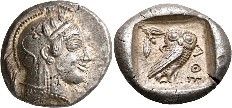 ATTICA. Athens. Circa 475-465 BC. Tetradrachm (Silver, 25 mm, 17.17 g, 7 h). Hea...