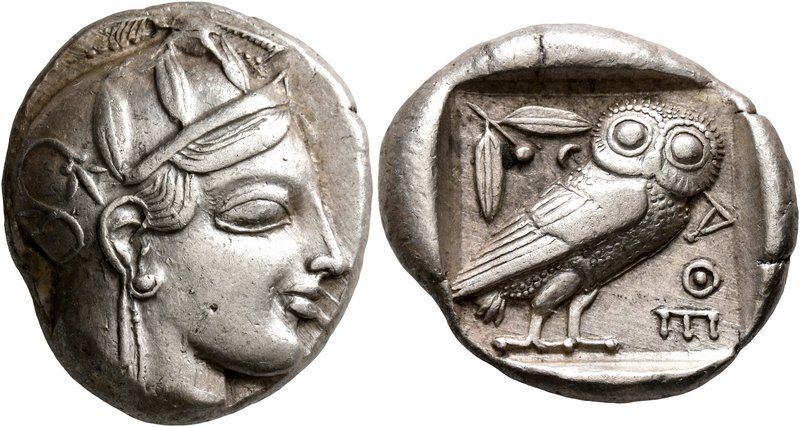 ATTICA. Athens. Circa 460-455 BC. Tetradrachm (Silver, 25 mm, 17.15 g, 8 h). Hea...