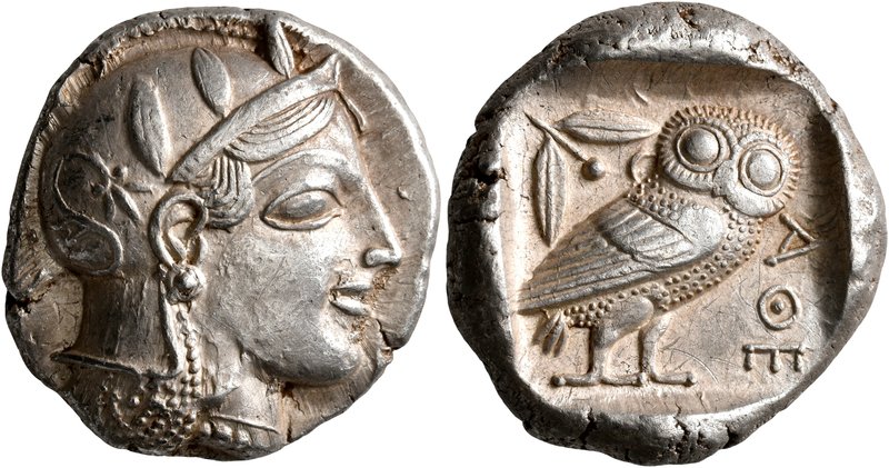 ATTICA. Athens. Circa 455-449 BC. Tetradrachm (Silver, 25 mm, 17.14 g, 10 h). He...