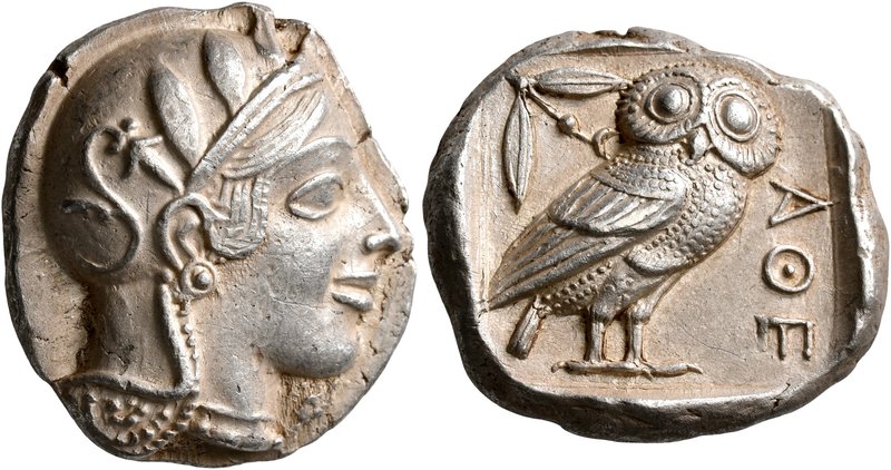 ATTICA. Athens. Circa 455-449 BC. Tetradrachm (Silver, 24 mm, 17.19 g, 10 h). He...