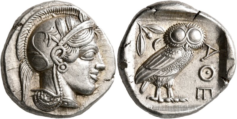 ATTICA. Athens. Circa 430s BC. Tetradrachm (Silver, 24 mm, 17.21 g, 10 h). Head ...