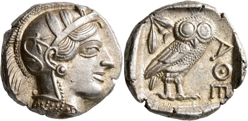 ATTICA. Athens. Circa 430s-420s BC. Tetradrachm (Silver, 24 mm, 17.21 g, 1 h). H...