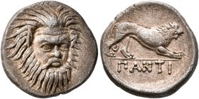 CIMMERIAN BOSPOROS. Pantikapaion. Circa 370-355 BC. Hemidrachm (Silver, 15 mm, 2.62 g, 8 h). Head of Pan with a pointed beard, goat's ears and a pug n...