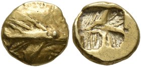 MYSIA. Kyzikos. Circa 600-550 BC. 1/24 Stater (Electrum, 7 mm, 0.65 g). Tunny swimming to right. Rev. Quadripartite incuse square. Hurter & Liewald II...