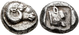 TROAS. Kebren. 5th century BC. Hemidrachm (Silver, 10 mm, 1.93 g, 6 h). Head of a ram to right. Rev. Head of a calf to right within incuse square. BMC...