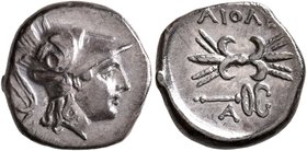 LESBOS. Methymna. Late 4th to 3rd centuries BC. Tetrobol (Silver, 15 mm, 2.65 g, 10 h). Head of Athena to right, wearing crested Corinthian helmet dec...