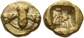IONIA. Ephesos, or an uncertain Ionian mint, circa 600-550 BC. 1/24 Stater (Electrum, 8 mm, 0.70 g), Phokaic standard. Bee seen from above within line...