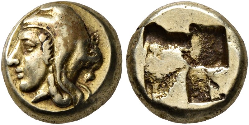 IONIA. Phokaia. Circa 478-387 BC. Hekte (Electrum, 10 mm, 2.56 g). Head of Attis...