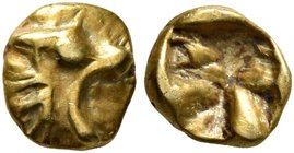 IONIA. Uncertain. Circa 600-550 BC. 1/48 Stater (Electrum, 5 mm, 0.27 g), Lydo-Milesian standard. Head of a roaring lion to right. Rev. Rough incuse s...