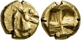 IONIA. Uncertain. Circa 600-550 BC. Hemihekte – 1/12 Stater (Electrum, 8 mm, 1.38 g), Phokaic standard. Head of a griffin or a dragon to right; behind...