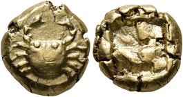 IONIA. Uncertain. Circa 600-550 BC. Hekte (Electrum, 10 mm, 2.56 g), Phokaic standard. Crab. Rev. Quadripartite incuse square. Gemini VI (2010), 165 (...